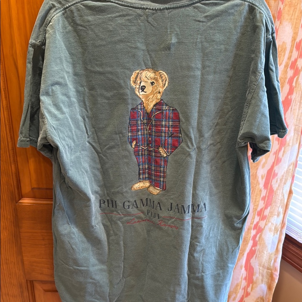 Green T-Shirt with Bear Graphic